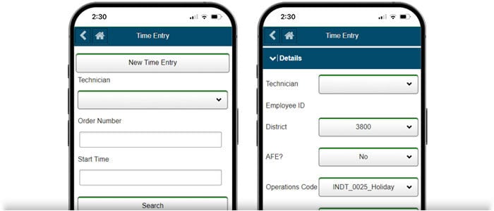 Time tracking app on mobile phone